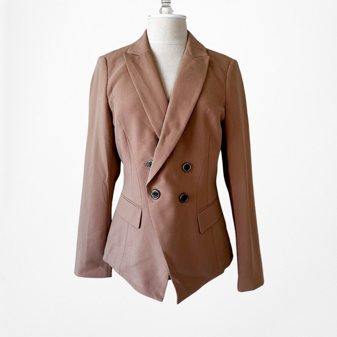 Vintage Y2K Brown Double Breasted Shoulder Padded Blazer Jacket Size M