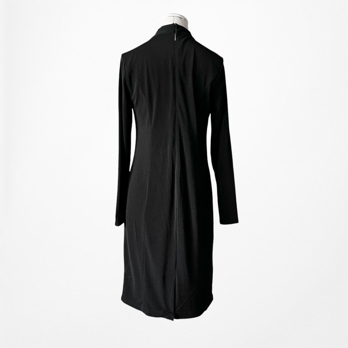 Vintage Y2K Black Long Sleeve Knit Cutout Embellished Knee Length Dress Size M
