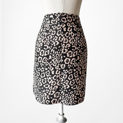 Vintage Y2K Brown Black Printed Knee Length A-Line Skirt Size M