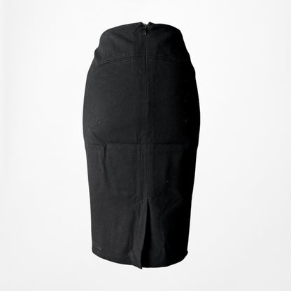 Vintage Y2K Black Knee Length Bodycon Straight Pencil Skirt Size M