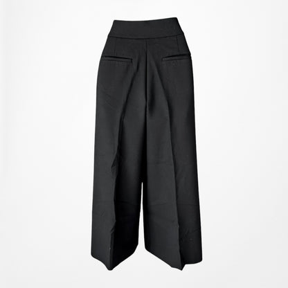 Vintage Y2K Black Petite Cropped Wide Leg Dress Pants Trousers Size M