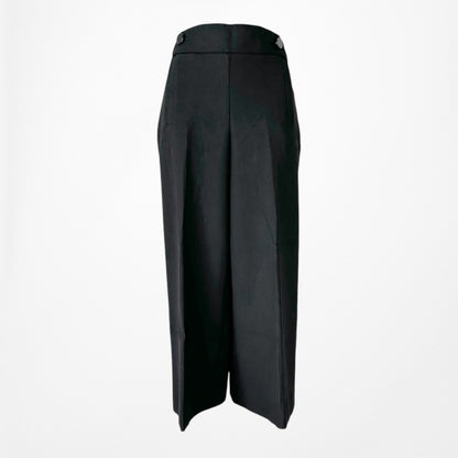 Vintage Y2K Black Petite Cropped Wide Leg Dress Pants Trousers Size M