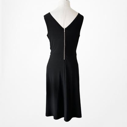 Vintage Y2K Black Sleeveless Pleated Knee Length A-Line Knit Dress Size M