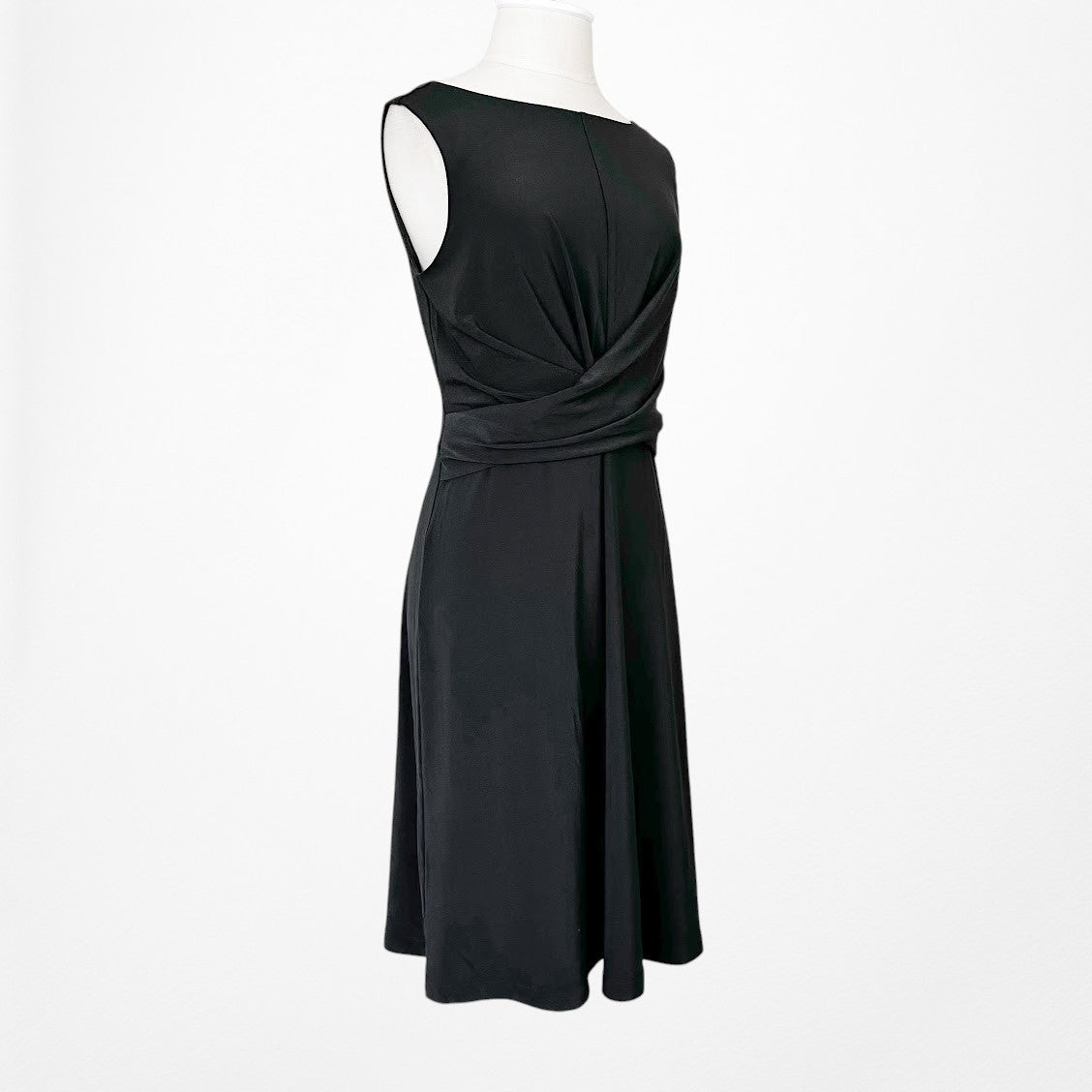 Vintage Y2K Black Sleeveless Pleated Knee Length A-Line Knit Dress Size M