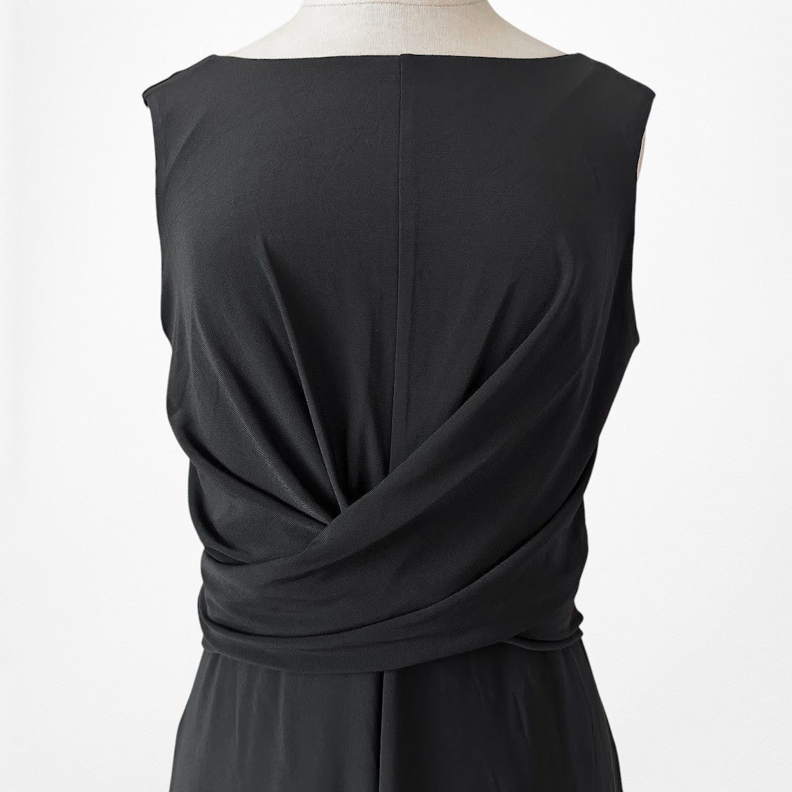 Vintage Y2K Black Sleeveless Pleated Knee Length A-Line Knit Dress Size M