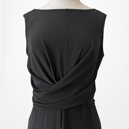 Vintage Y2K Black Sleeveless Pleated Knee Length A-Line Knit Dress Size M