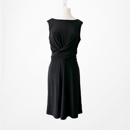 Vintage Y2K Black Sleeveless Pleated Knee Length A-Line Knit Dress Size M