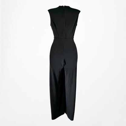 Vintage Y2K Black Sleeveless Knit Pleated Twist Front Pants Jumpsuit Size M