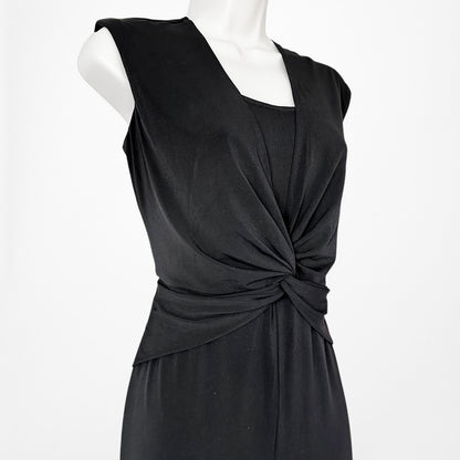 Vintage Y2K Black Sleeveless Knit Pleated Twist Front Pants Jumpsuit Size M