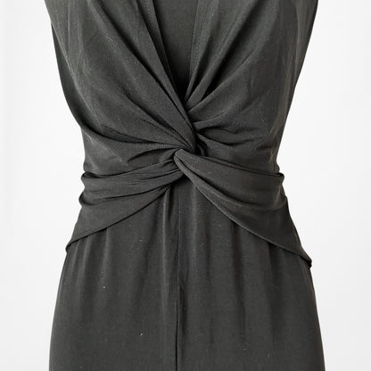 Vintage Y2K Black Sleeveless Knit Pleated Twist Front Pants Jumpsuit Size M