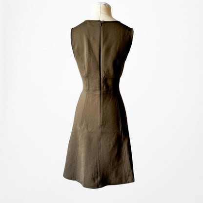 Vintage Y2K Brown Sleeveless Knee Length Flared A-Line Cocktail Dress Size M
