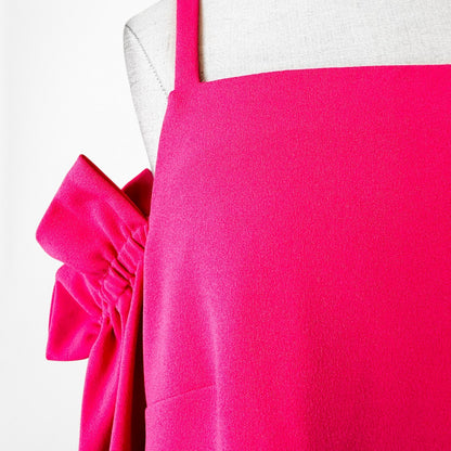 Vintage Y2K Pink Cold Shoulder Long Puffy Sleeve Shift Preppy Dress Size M