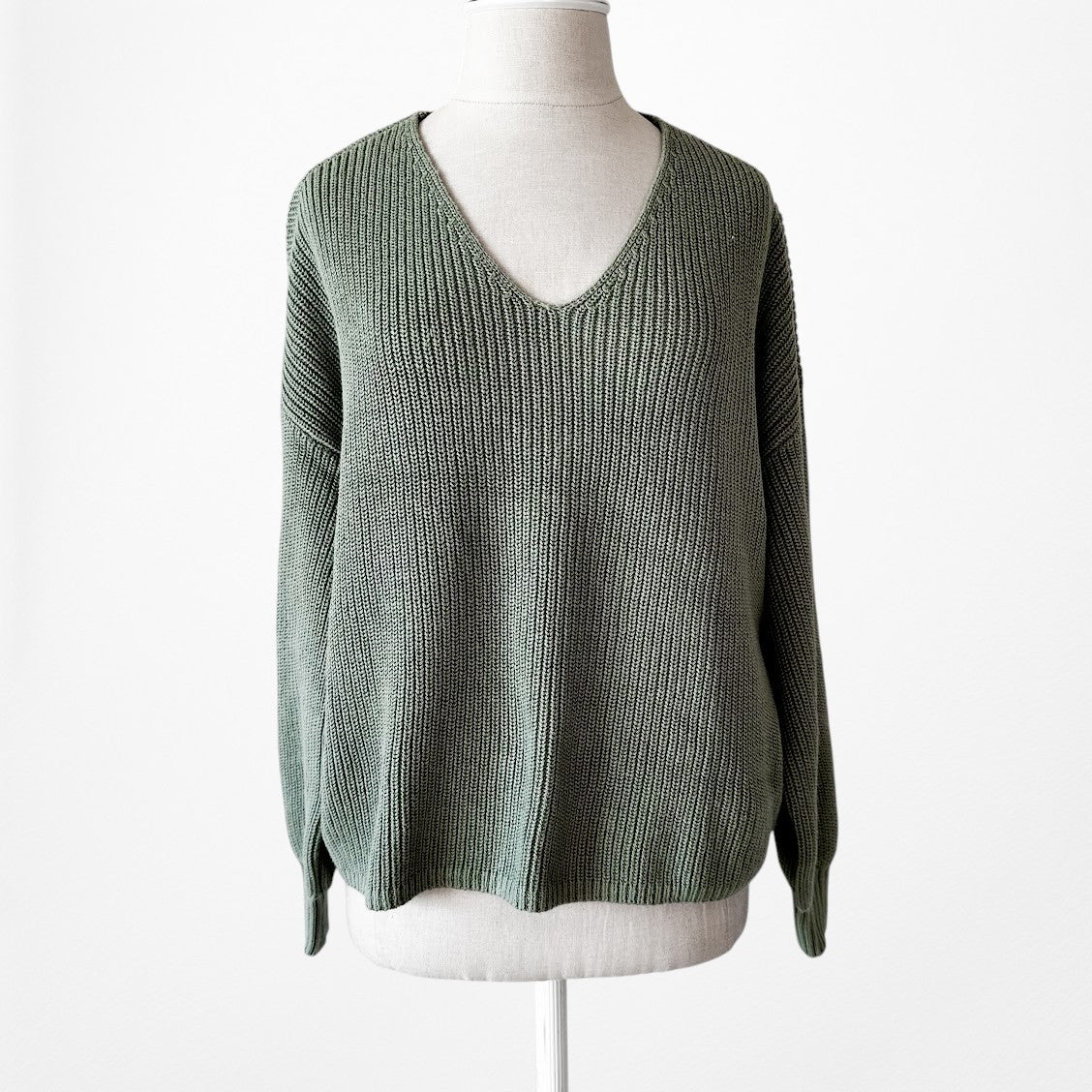 Vintage Y2K Camo Green V-Neck Long Puffy Sleeve Knit Oversized Sweater Size S/M