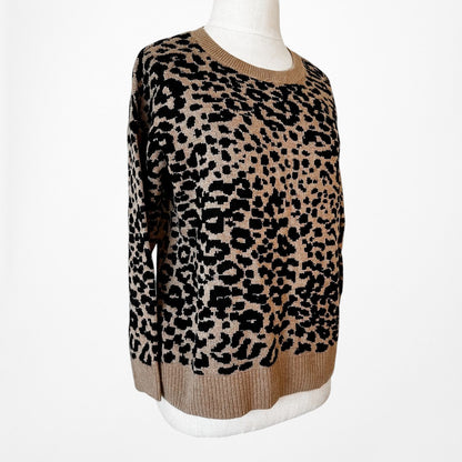 Vintage Y2K Brown Black Printed Wool Blend Crewneck Pullover Sweater Size S