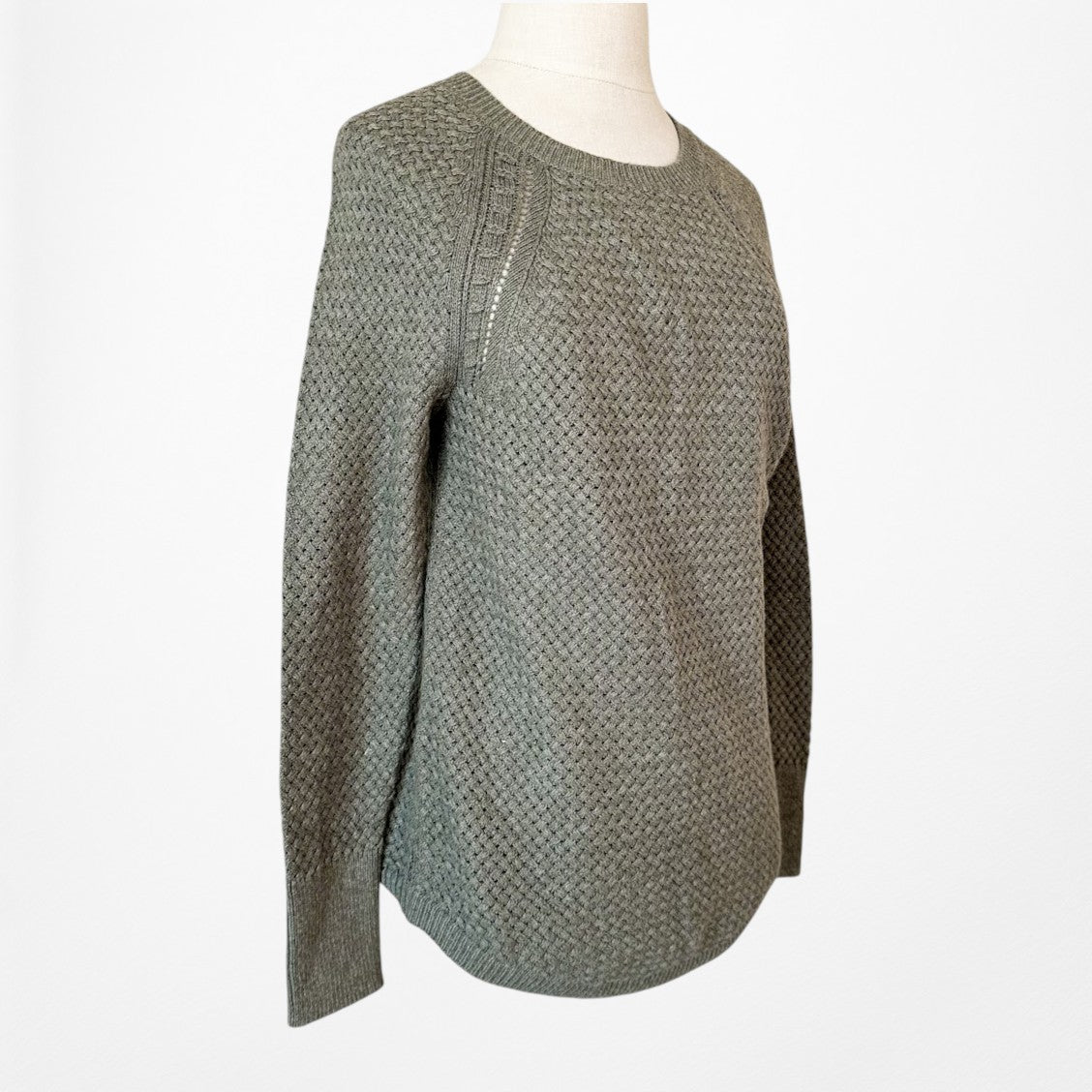 Vintage Y2K Camo Green Wool Blend Crewneck Knit Pullover Sweater Size XS/S