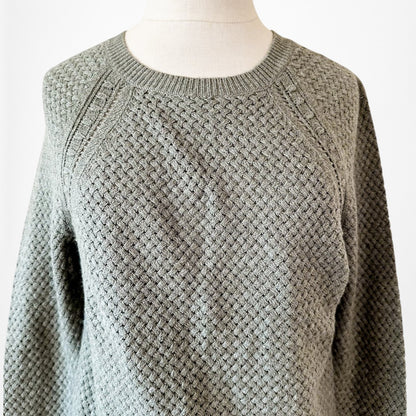 Vintage Y2K Camo Green Wool Blend Crewneck Knit Pullover Sweater Size XS/S