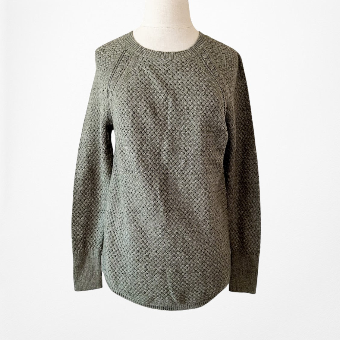 Vintage Y2K Camo Green Wool Blend Crewneck Knit Pullover Sweater Size XS/S