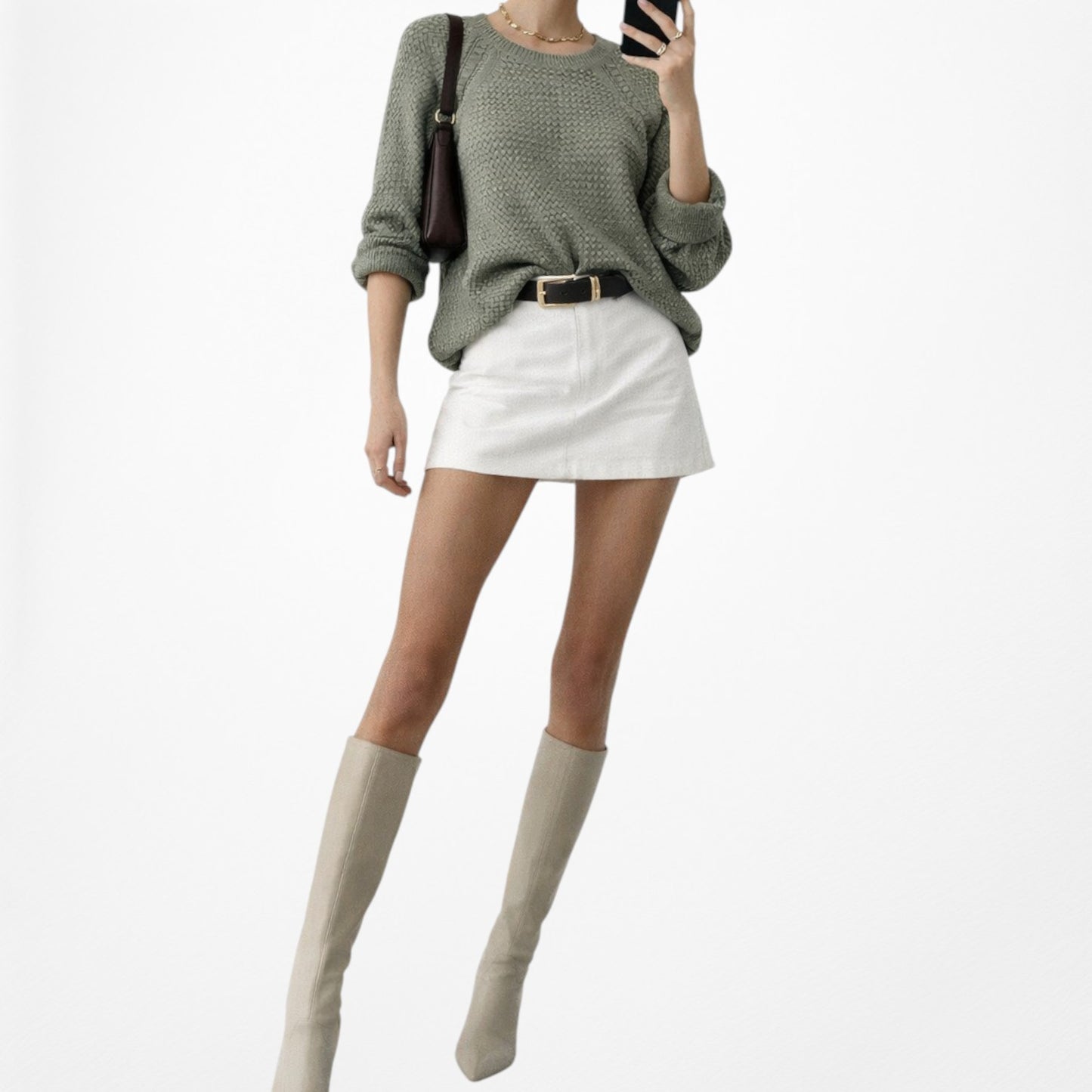 Vintage Y2K Camo Green Wool Blend Crewneck Knit Pullover Sweater Size XS/S