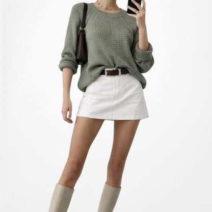 Vintage Y2K Camo Green Wool Blend Crewneck Knit Pullover Sweater Size XS/S