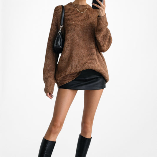 Vintage Y2K Long Sleeve Mock Neck Pullover Oversized Knit Sweater Size S/M