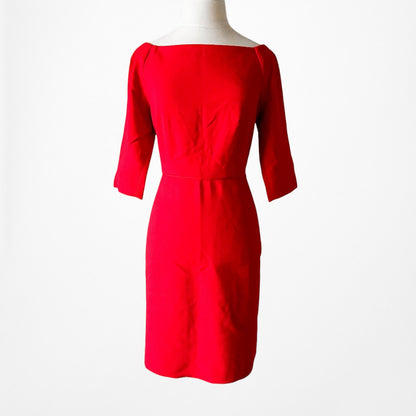 Vintage Y2K Red Quarter Sleeve Knee Length Bodycon Cocktail Dress Size M