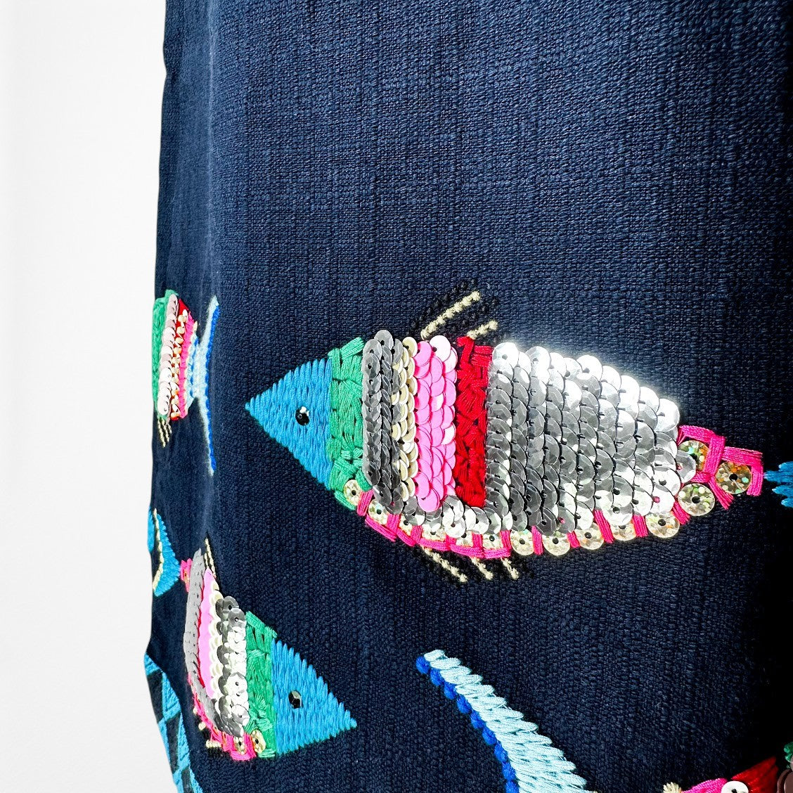 Vintage Y2K Navy Blue Knee Length Tropical Print Casual Shift Dress Size M