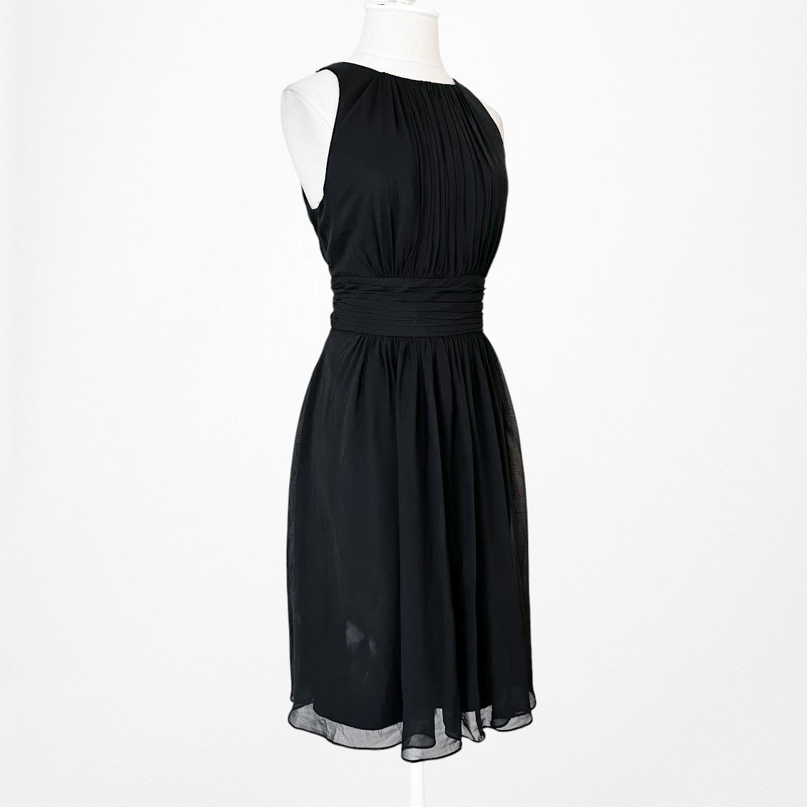 Vintage Y2K Sleeveless Pleated Knee Length A-Line Flared Cocktail Dress Size M