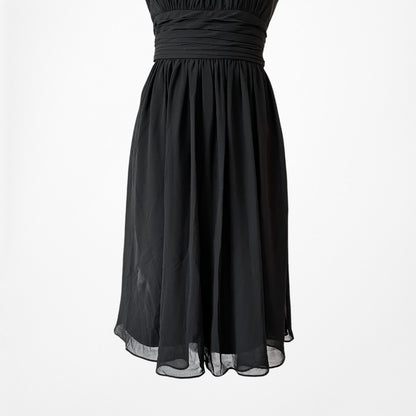 Vintage Y2K Sleeveless Pleated Knee Length A-Line Flared Cocktail Dress Size M