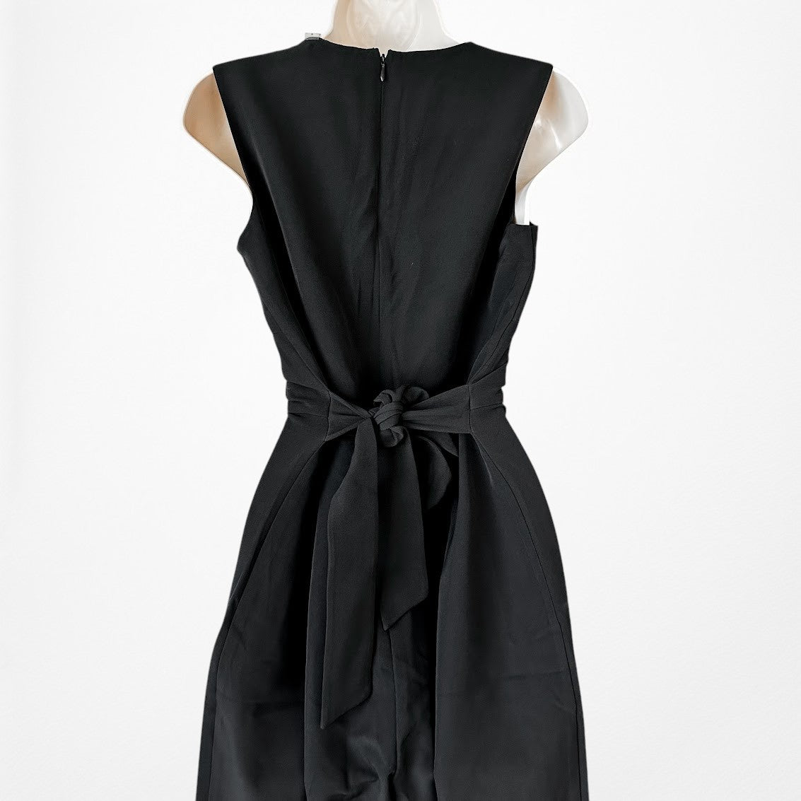 Vintage Y2K Black Sleeveless V-Neck Straight Leg Waist Tie Jumpsuit Size M/L