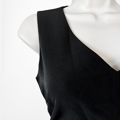 Vintage Y2K Black Sleeveless V-Neck Straight Leg Waist Tie Jumpsuit Size M/L