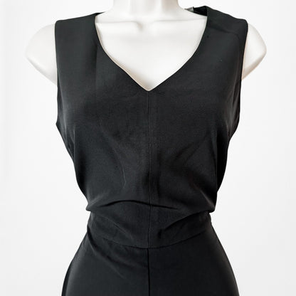 Vintage Y2K Black Sleeveless V-Neck Straight Leg Waist Tie Jumpsuit Size M/L