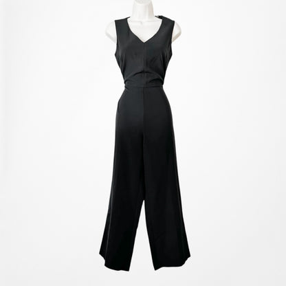 Vintage Y2K Black Sleeveless V-Neck Straight Leg Waist Tie Jumpsuit Size M/L