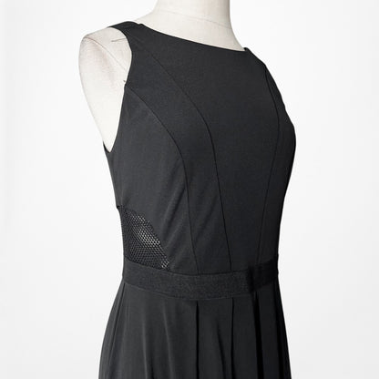 Vintage Y2K Black Knee Length Flared Pleated Knit Cocktail Dress Size S/M