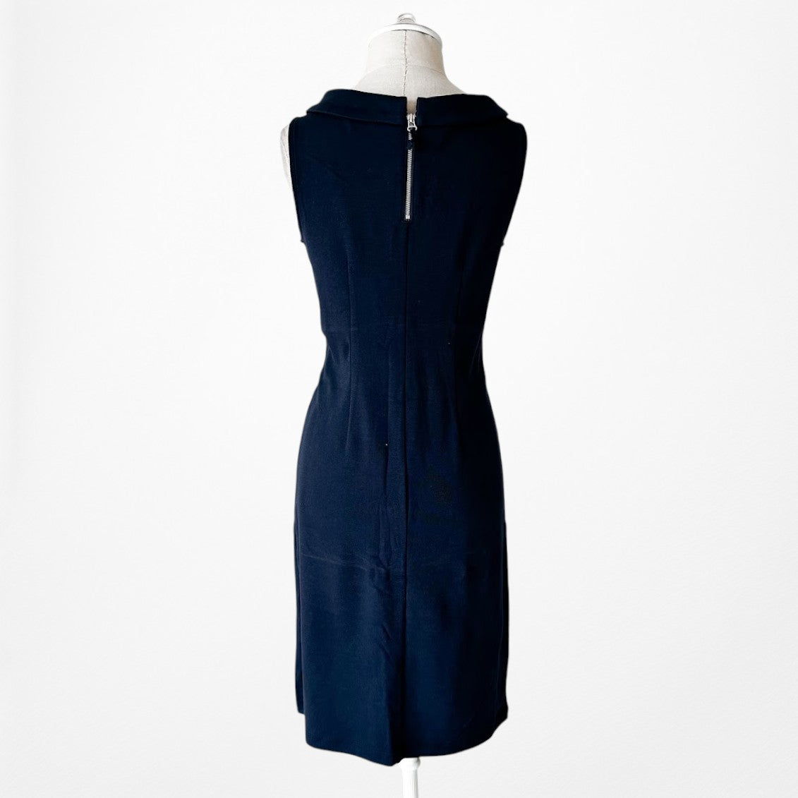 Vintage Y2K Navy Blue Sleeveless Knit Knee Length Bodycon Cocktail Dress Size M