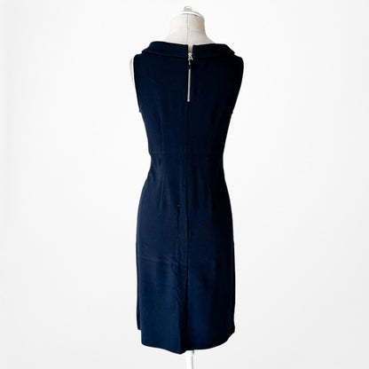 Vintage Y2K Navy Blue Sleeveless Knit Knee Length Bodycon Cocktail Dress Size M