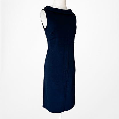 Vintage Y2K Navy Blue Sleeveless Knit Knee Length Bodycon Cocktail Dress Size M