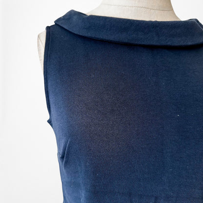 Vintage Y2K Navy Blue Sleeveless Knit Knee Length Bodycon Cocktail Dress Size M