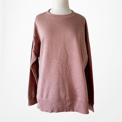 Vintage Y2K Salmon Pink Pullover Oversized Sweatshirt Casual Sweater Top Size S
