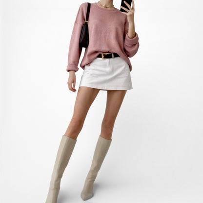 Vintage Y2K Salmon Pink Pullover Oversized Sweatshirt Casual Sweater Top Size S