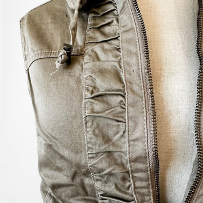 Vintage Y2K Brown Sleeveless Ruffle Zipper Front Collar Vest Tank Top Size M/L