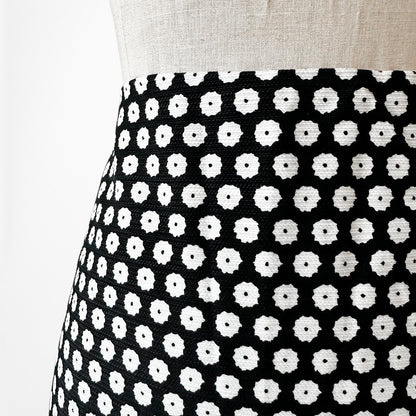 Vintage Y2K Black White Knee Length Straight Pencil Bodycon Skirt Size S/M