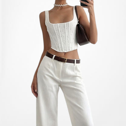 Zara Knit Square Neck Cutout Bustier Corset Tank Cami Cropped Top Size S