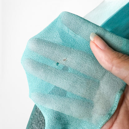 Vintage Y2K Blue Beaded Fit Flared Ombre Maxi Prom Dress W/ Shawl Size M/L