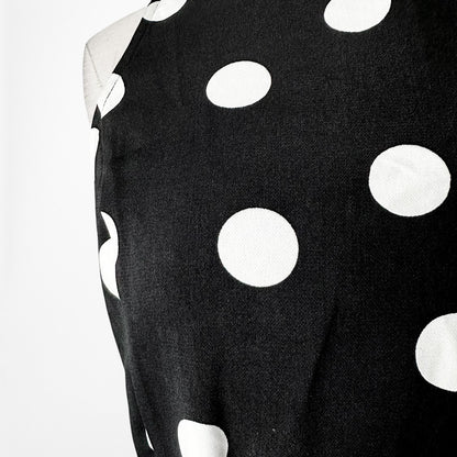 Vintage Y2K Black White Polka Dot Sleeveless Knee Length Flared Dress Size M