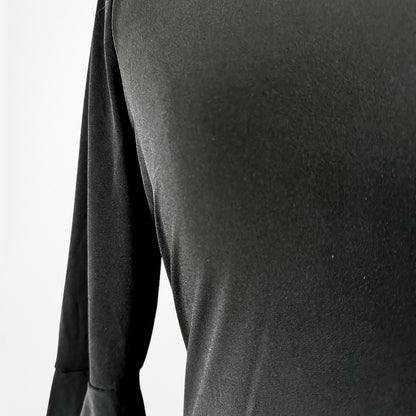 Vintage Y2K Black Long Bell Sleeves Knee Length Knit Bodycon Dress Size M