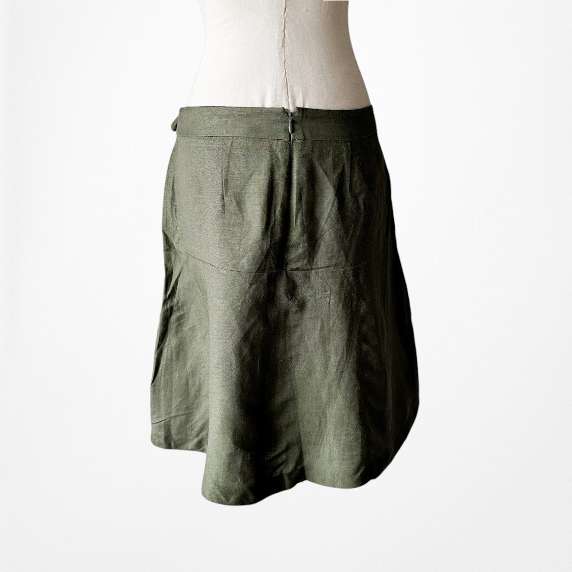 Vintage Y2K Camo Green Bow Tie Detail Knee Length Flared Skirt Size S/M