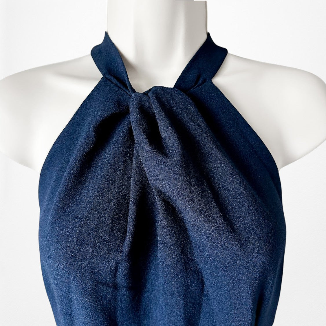 Vintage Y2K Navy Blue Sleeveless Halter Wide Leg Jumpsuit Size M