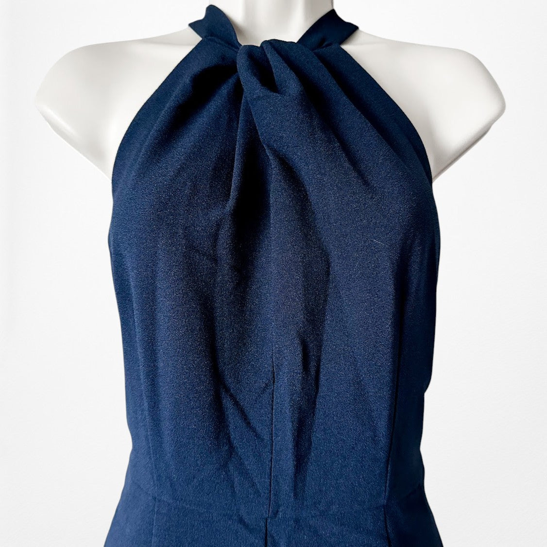 Vintage Y2K Navy Blue Sleeveless Halter Wide Leg Jumpsuit Size M