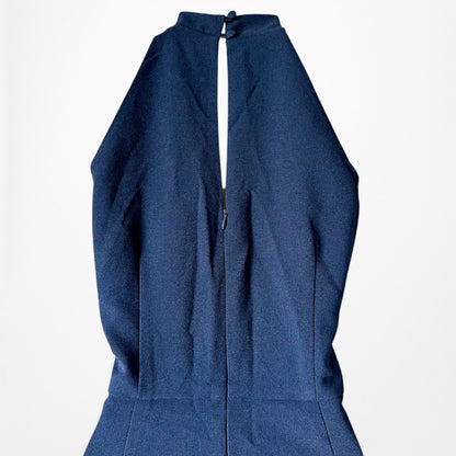 Vintage Y2K Navy Blue Sleeveless Halter Wide Leg Jumpsuit Size M