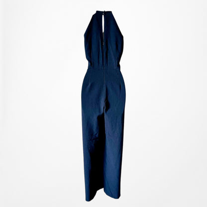Vintage Y2K Navy Blue Sleeveless Halter Wide Leg Jumpsuit Size M